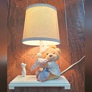 Judi's Teddy Beddy Bear Musical Nursery Table Lamp with White Shade